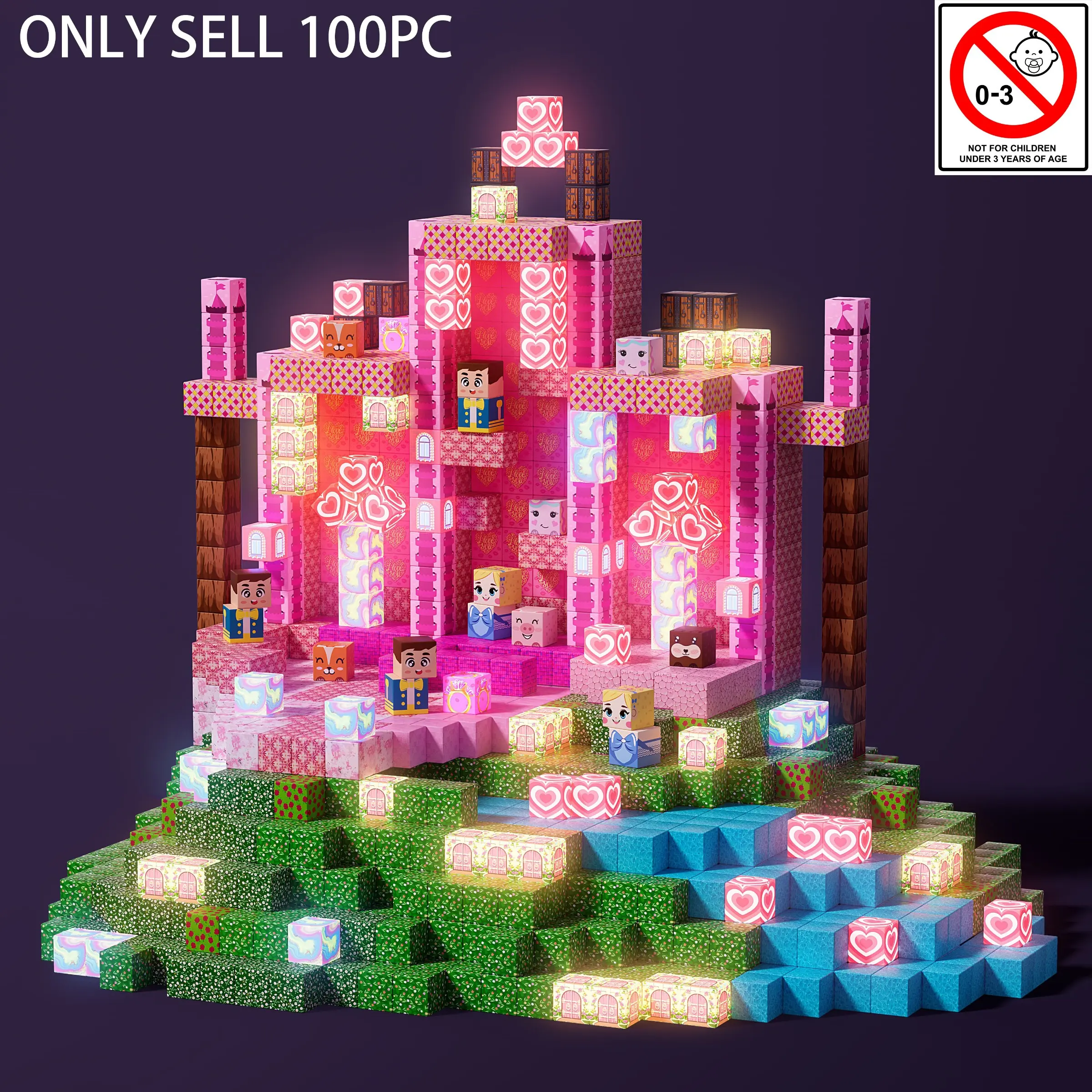 200 PCS LED Magnetic Cubes Building Blocks Set Strong Magnet Light Up STEM Toy Educational Building Tiles Construction Set for Kids Toddlers Boys Girls Creative Gift Birthday Christmas