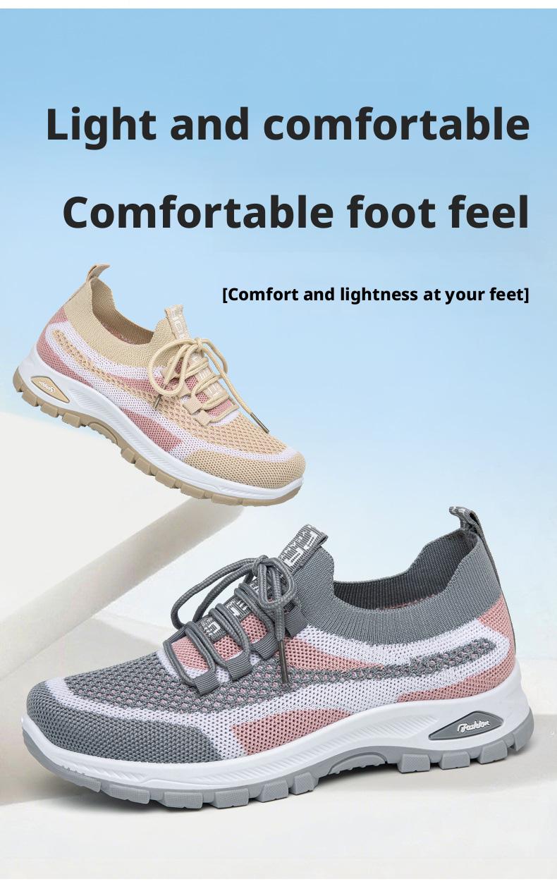 New women's sneakers, fly-knit mesh shoes, low-cut lightweight casual shoes, comfortable and versatile single shoes