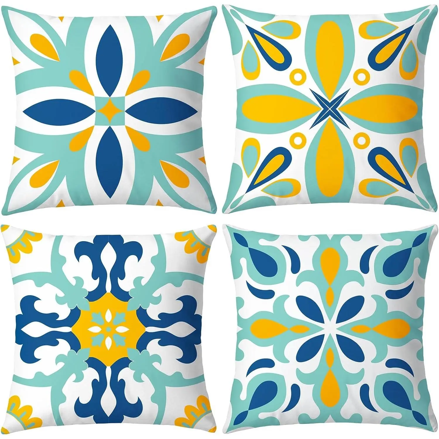 Outdoor Pillow Covers - 4 Pack 18x18 Waterproof Pillow Covers for Patio Furniture Decorative Pillowcases
