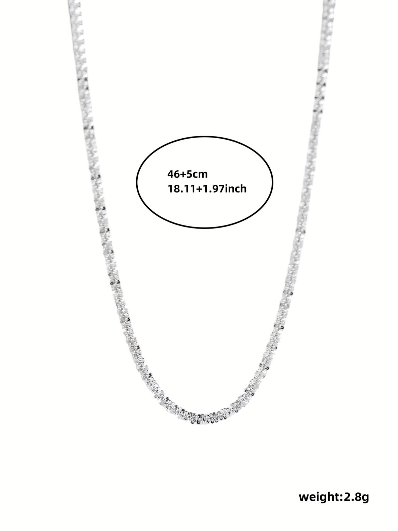 925 Sterling Silver Simple Style Plain Color Necklace, Minimalist Necklace, Elegant Necklace for Women & Girls, Daily Wear Necklace, Trendy All-match & Exquisite Jewelry for Birthday Gift, with Box