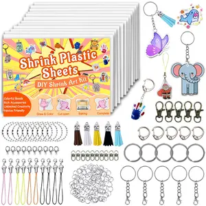 207PCS Shrinky Dink Keychain Kit includes 12 heat shrink plastic sheets and complete craft accessories. Ideal DIY craft set for kids, teens and adults to make handmade ornaments and keychains. Perfect gift for all holidays and back to school.