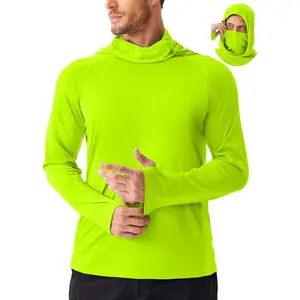 Men's Sun Protection Hoodie with Mask UPF 50+ UV Long Sleeve Shirt Men Rash Guard Performance Fishing Hiking ShirtGift.