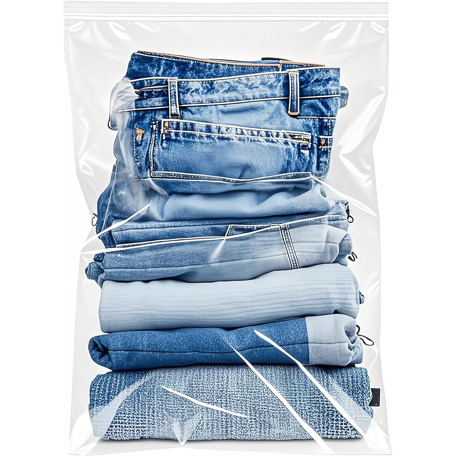 Large 5 Gallon Plastic Storage Bags 10 count 18" x 24", 2.4 Mil Thick | Resealable, Clear Zipper Bags, For Clothes, Travel & Moving, , Heavy Duty