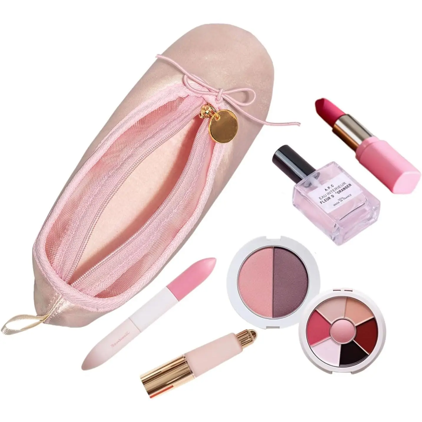 Ballet Shoe Makeup Bag, Cute Small  Travel Organizer Bag for Women Girls Dancers, Ballerina Slipper Pouch Dancer Stuff, Portable Dance Bag with Zipper