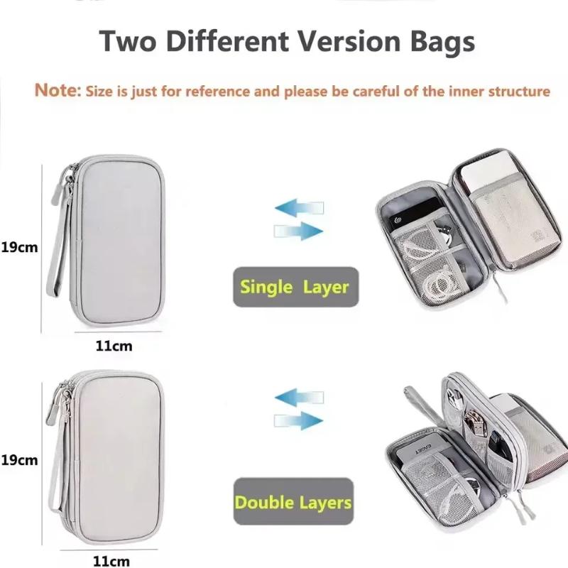 Travel Organizer Electronics Accessories Organizer Portable Waterproof Double Layers Storage Bag for Cable Hard Disk Power Bank