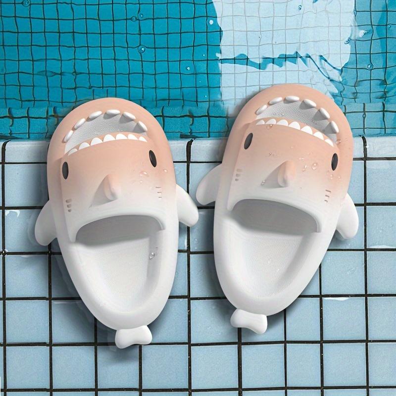Men's Cute Shark Slides, Casual Non Slip Slippers, Open Toe Shoes For Indoor Outdoor Beach Shower, Spring And Summer