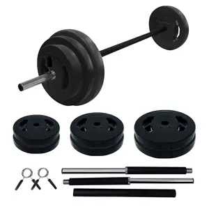 Garvee Adjustable Barbell Weight Set for Home Gym – 40LB, PU-Coated Round Plates, 51'' Bar, Cardio Pump & Strength Training Equipment – Multi-Color
