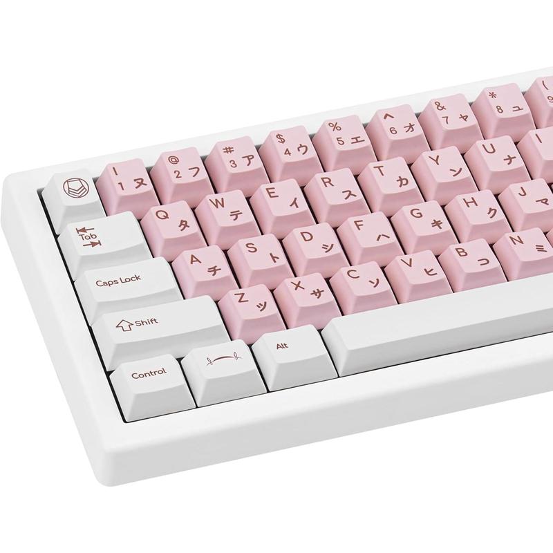 White and Pink Japanese PBT Keycaps - Cherry Profile, Dye Sublimation, Minimalist Custom Key Caps for Cherry MX Gateron Switches Mechanical Gaming Keyboard, 130 Keys White and Pink Japanese PBT Keycaps - Cherry Profile, Dye Sublimation, Minimalist Custom Key Caps for Cherry MX Gateron Switches Mechanical Gaming Keyboard, 130 Keys