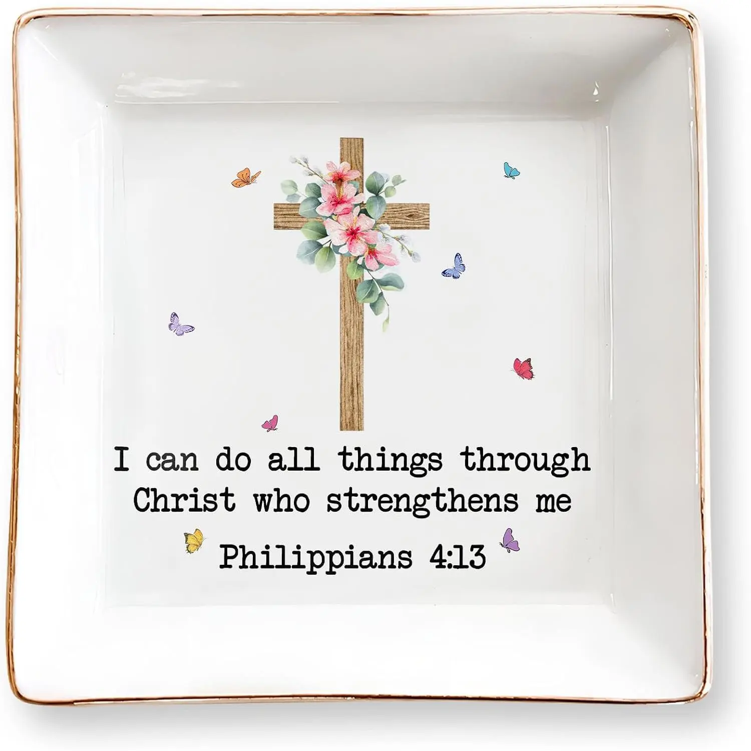 Inspirational  Verse  Dish,4" Ceramic  Tray Christian Gifts for Women, Religious Gifts for Mom, Daughter, Sister,  - Birthday, Confirmation, Catholic  for Her, Teen Girls