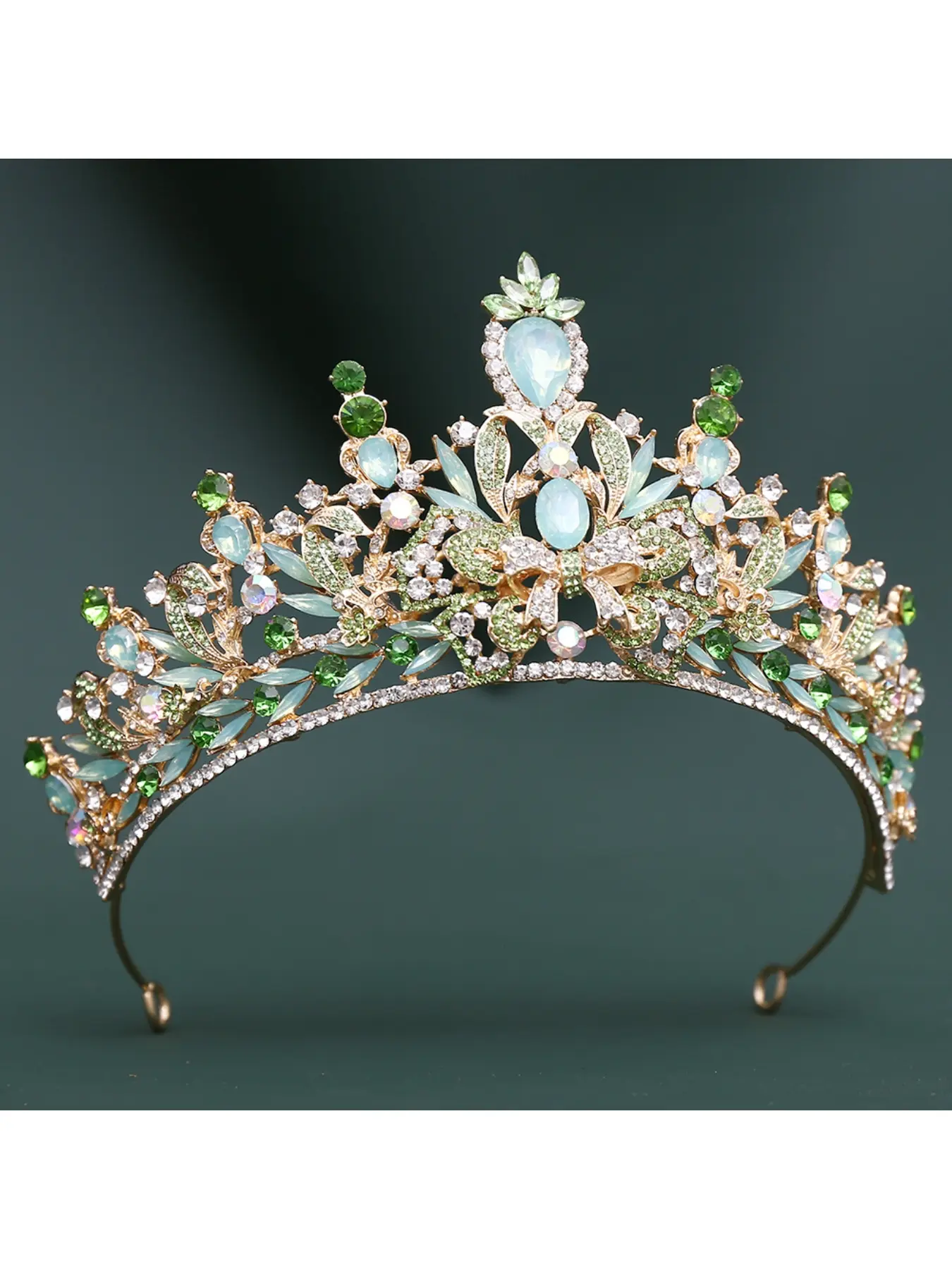 European and American Full Rhinestone Bridal Crown, Baroque Exquisite Colored Rhinestone Tiara Princess Birthday Headpiece Bride Accessories