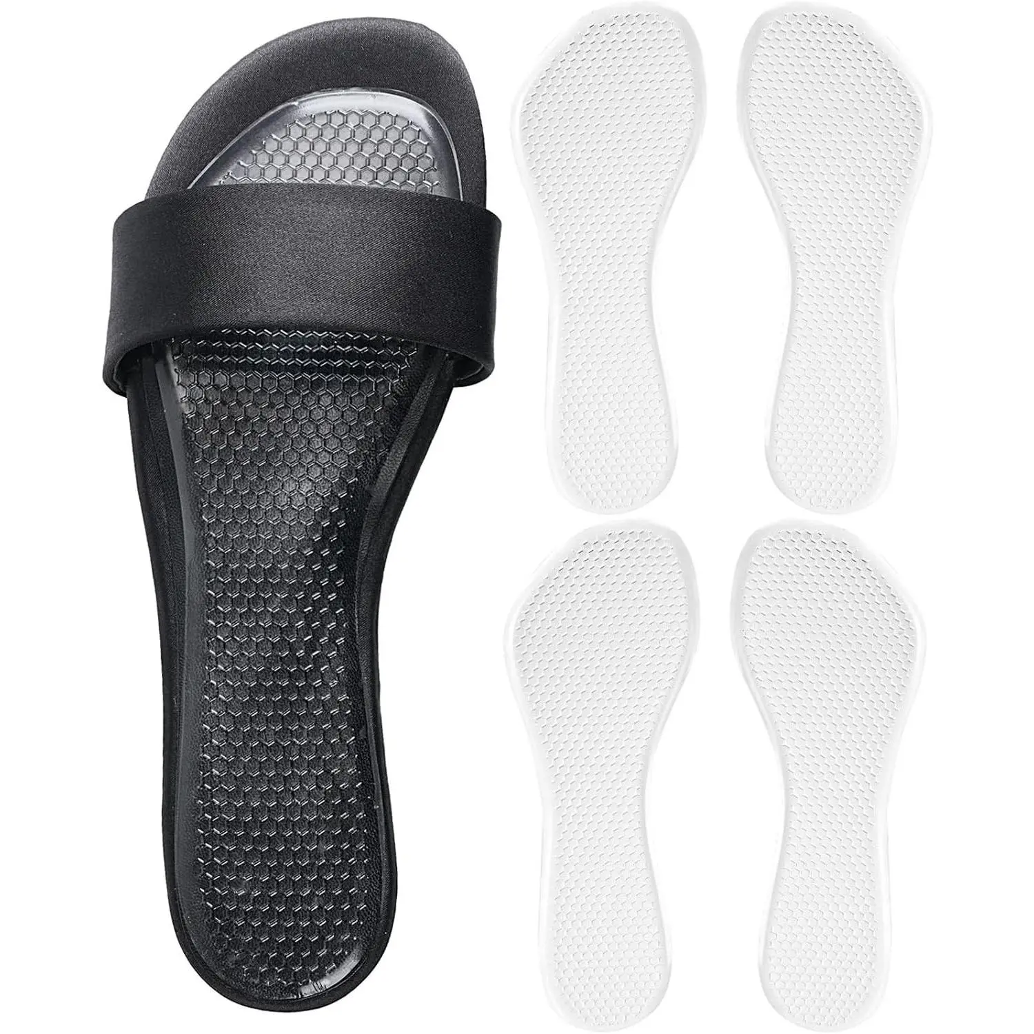 2 Pairs Self-Adhesive Gel High Heel Inserts for Women, Anti-Slip 3/4 Length Dress Shoe Insoles, Pain Relief, Shock & Sweat Absorption, Clear Size SGift