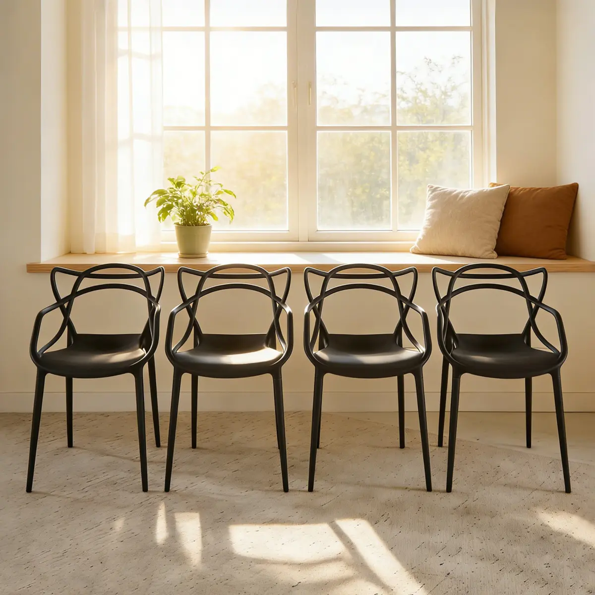 [Fahuac] Set of 4 Transparent Dining Chairs with Metal Legs for Kitchen or Office – Clear Shell, Easy Clean, Modern Design.,man cave