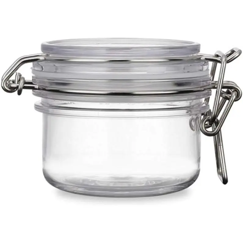 2 count 4 Oz/120ml Clear Round Plastic  Kitchen Storage Sealed Jar Bottles with Leak Proof Rubber and Hinged Lid for Spices, Candy, , Arts and Crafts Storage Multi-purpose Container
