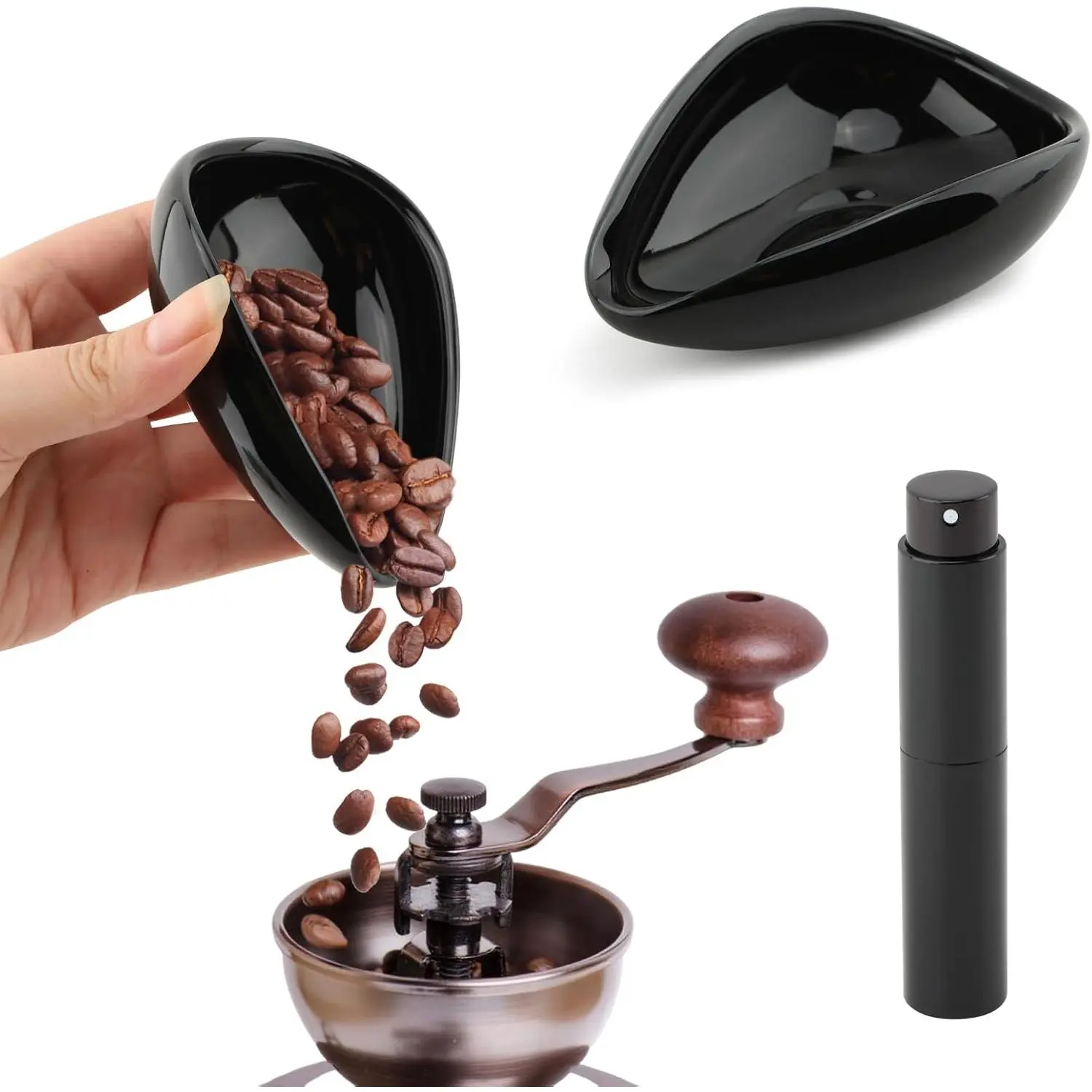 Coffee Bean Dosing Cup and  Bottle Set,Ceramic Espresso Accessories Kit with Static Reducing Sprayer for Cafe,  Use, Barista-Approved Dosing Tools