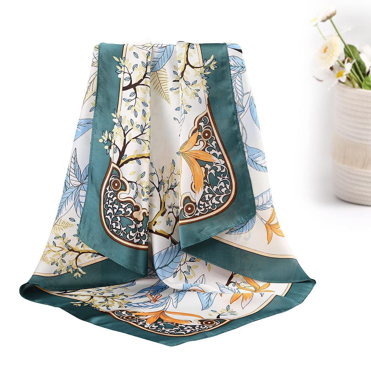 AWAYTR 4PCS/Set 27.5" Fashion Square Silk-Like Head Scarf Neck Scarves for Women Elegant Hair Kerchief Bandanas Headbands Head Wraps Turban Hijab AWAYTR 4PCS/Set 27.5" Fashion Square Silk-Like Head Scarf Neck Scarves for Women Elegant Hair Kerchief Bandanas Headbands Head Wraps Turban Hijab