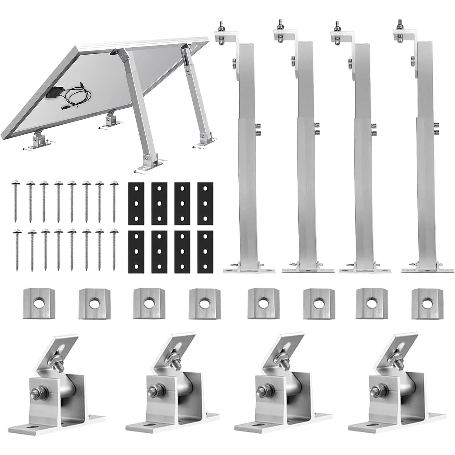 Adjustable Solar Panel Tilt Mount Brackets -  Alloy Mounting Brackets Support to 100 150 200 300 Watt Solar Panel for RV, , Boat, Yacht, Roof, Wall and Off-Grid(2 Sets-4 PCS)