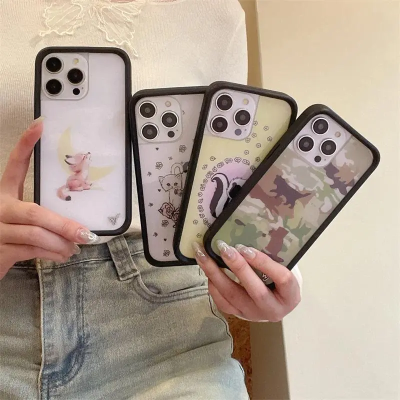 Wildflower 3D Kittens Camo Fox Phone Case for iPhone 16 15 14 13 12 17 Pro Max Plus Air Little Stinker WF Meow Cute Cover
