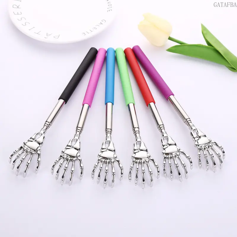 Stainless Steel Retractable Ghost Hand Back Scratcher Portable Self Massage Tool Household Itch Relief Accessory For Daily Use