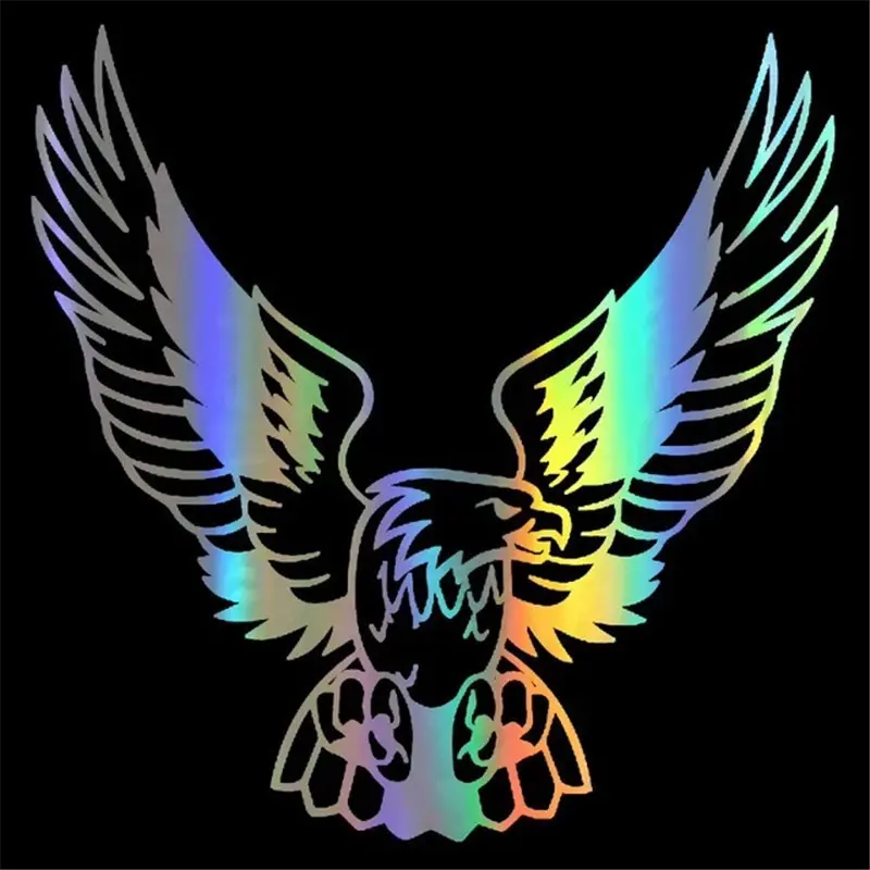 Holographic Eagle Car Decals Waterproof Self-Adhesive Flying Bird Vinyl Stickers Laser Chrome Auto Hood Window Bumper Truck Laptop Decoration Cool Men Gift