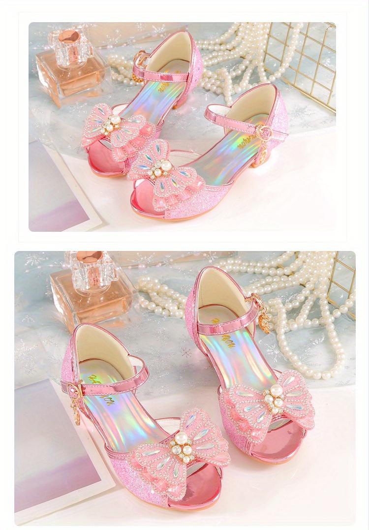 Summer New Children's Princess Shoes Girls' High Heels Baby Sandals Medium And Large Children's Girls' Fashion Crystal Shoes Formal Casual