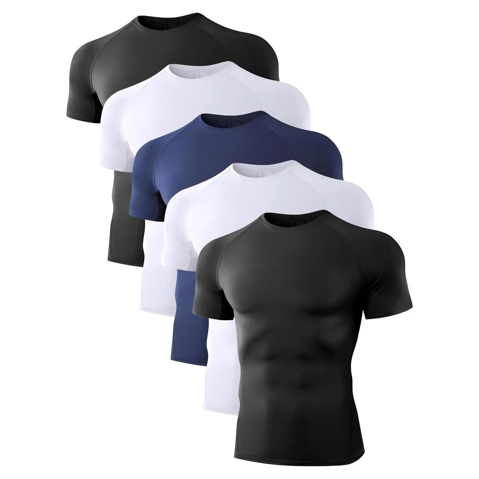 Men's Compression Workout Shirts 1/4/5 Pack Short Sleeve/Sleeveless | Cool Dry Rash Guard for Basketball, Football, Running, Cycling, Gym, Athletic Base Layer Undershirt T-Shirt TopsGift