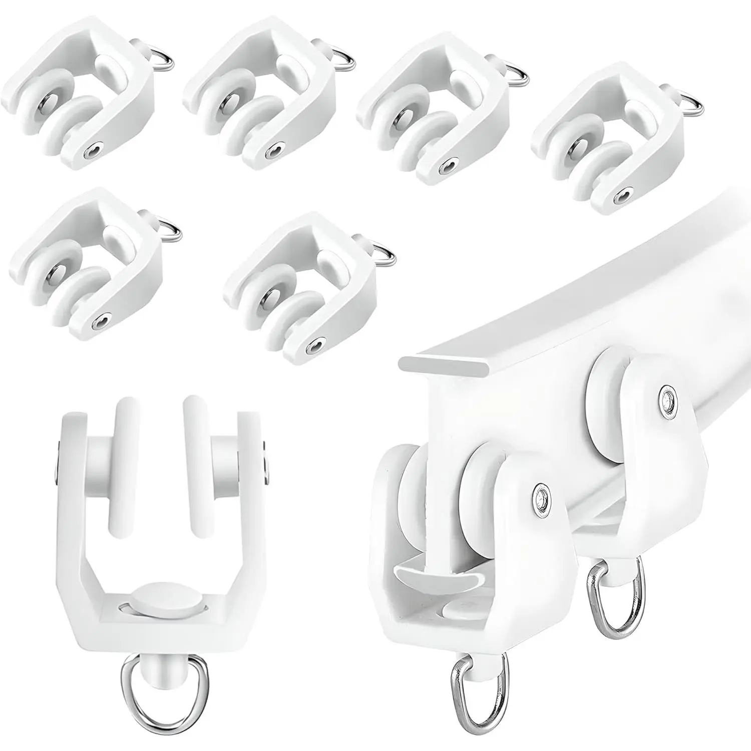 Curtain Track Rollers, 30 Pack Ceiling Curtain Rollers, White