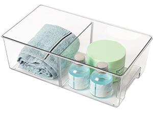 SUNDAY MIRTH 4 Pack Stackable Storage Drawers,Clear Acrylic Drawer Organizers with Handles, Easily Assembled For Fridge, Bathroom, Kitchen Undersink, Cabinet, Pantry Organization and Storage