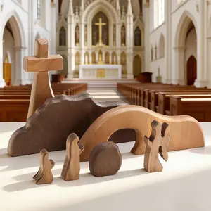 Wooden Nativity Set, The Empty Tomb Easter Scene, Christian  Decorations, Decorations Religious  Tomb Easter Kit Display for The , Tabletop, Office