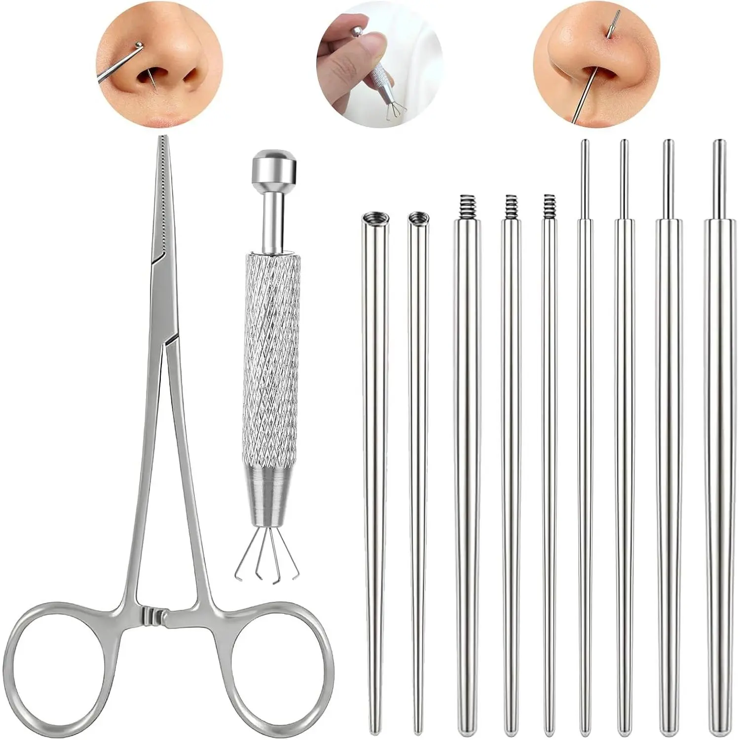 Piercing Taper Ball Grabber Tool Stainless Steel Nose Ear Piercing Kits