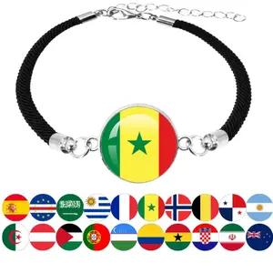 National Flag Bracelet Cabo Verde French Senegal Norway Argentina Algeria  Woven Rope Bracelet Bangle Fashion Party Jewelry Gift