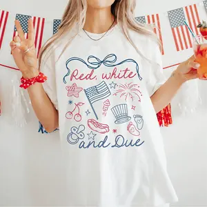 VAULAX good graphic tees summer red white and due shirt, 4th of July pregnancy reveal shirt, summer pregnancy announcement tee, expecting mom to be t-shirt