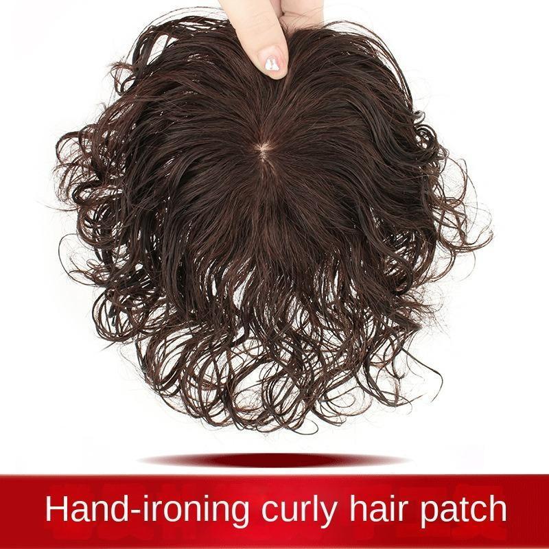 Natural Color/Dark Brown Human Hair Toppers For Women 3 Clips In Curly Topper Hairpieces For Hair Loss Volume Cover Grey Hair