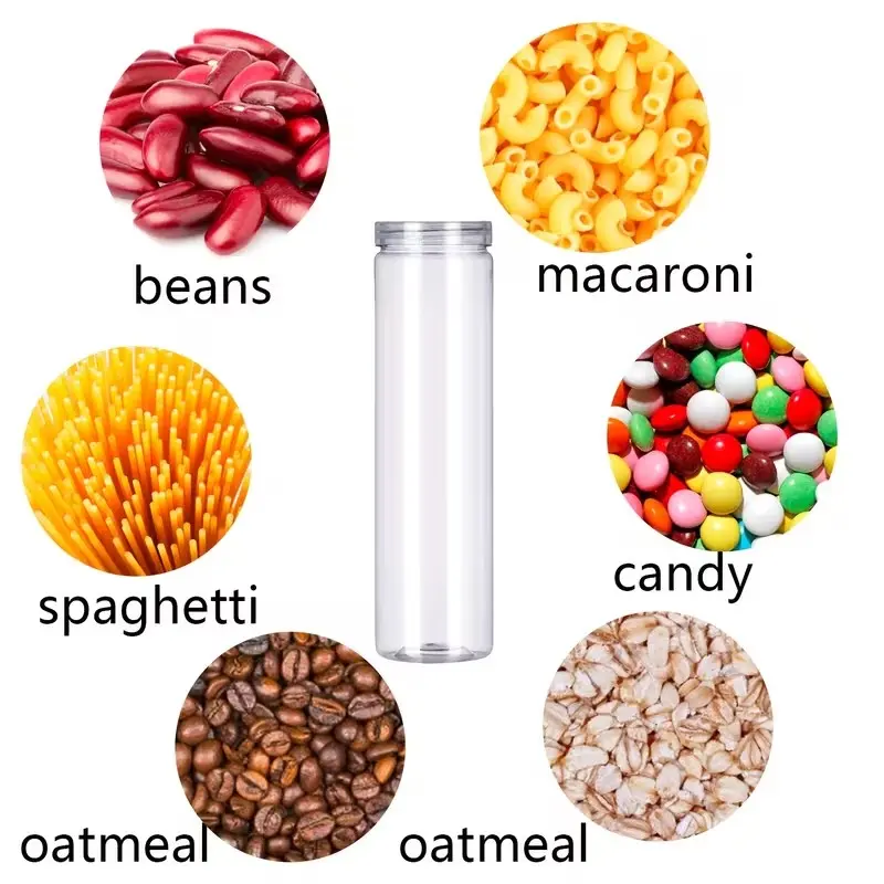 Transparent Plastic Food Storage Jar with Lid, Round Dry Goods Noodles Pasta Container, Large Capacity Cylinder Organizer Box