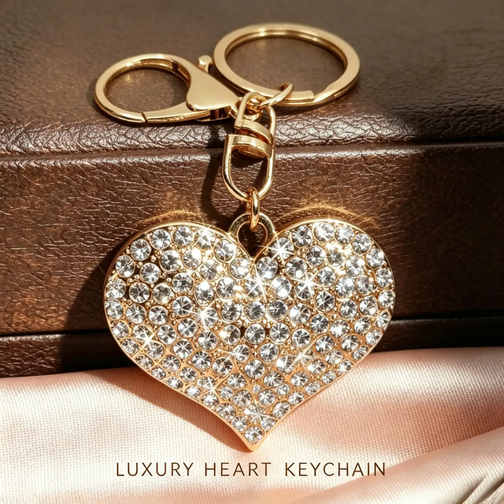 Crystal Rhinestone Heart Design Car Keychain, Metal Cute Female Bag Charm Keychain for Purse, Creative Cross-Border Gift, Birthday Decoration, Small Gift