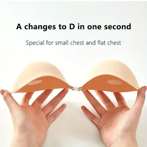 Elegant Silicone Invisible Bra with Straps, Reusable Self-Adhesive Thick Design, Maximum Support, Hand Washable, Includes 5 Pads