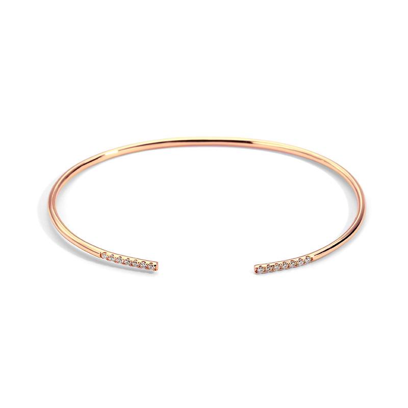 Minimalist Open Zircon Bracelet Gold Plated Diamond Inlaid Adjustable for Women Luxury Temperament Daily Wear Gift Jewelry