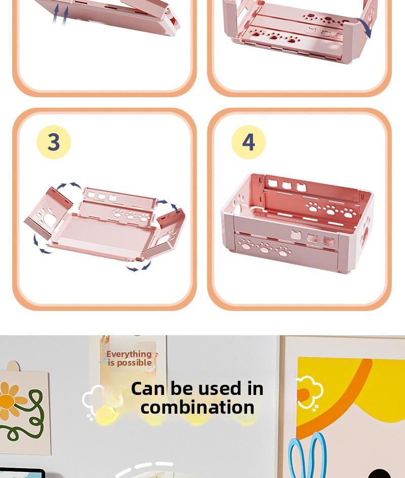 Clario "Rainbow Palette" Aesthetic Trio Folding Crate — Modular Desktop Storage for Stationery and Desk Reset. This Collapsible Pastel Organizer is Perfect for Skincare, Washi Tape and Office Supplies. Pinterest Style Space Saving Solution