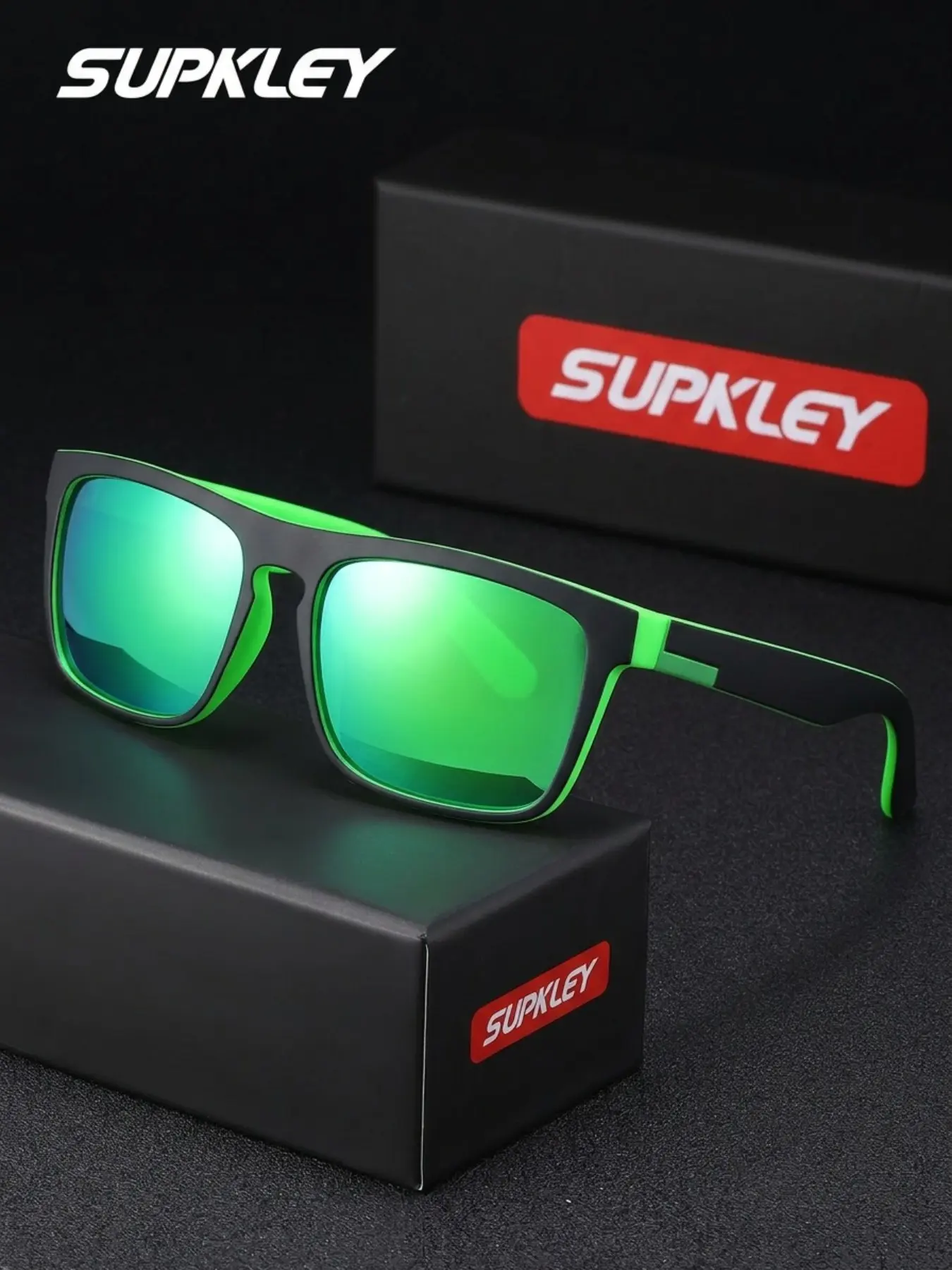 SUPKLEY Men Square Polarized Sunglasses Perfect for Driving, Fishing, Cycling, Beach Travel, Daily Street Wear & Outdoor Sports Activities
