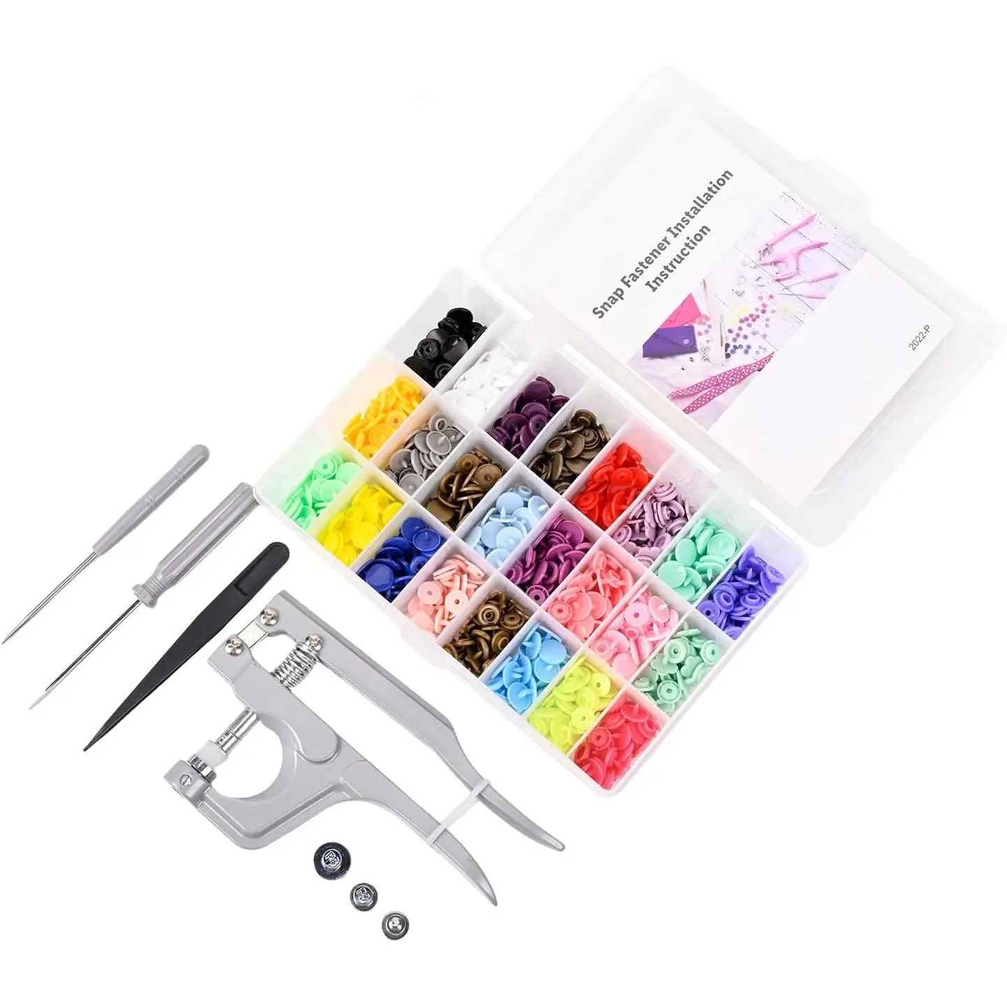 Plastic Snap Fastener Kit with Plier  Awl and Storage Case