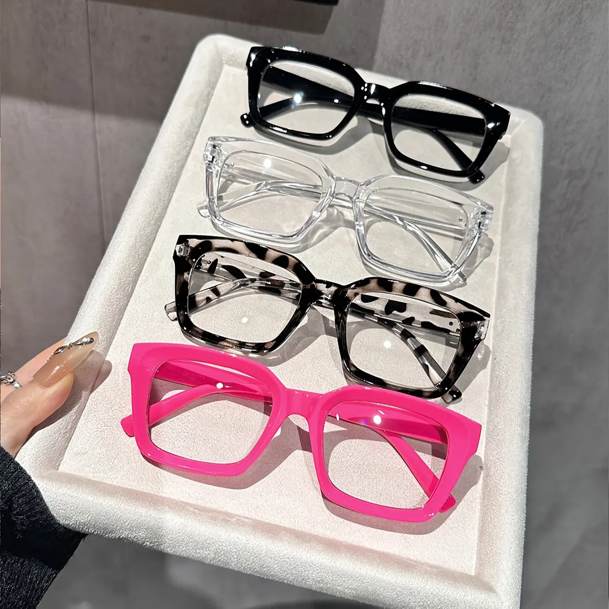 4-Pack Unisex Trendy Square Frame Non-Prescription Glasses, Stylish Casual Clear Lens Eyewear for Daily Wear & Outdoor Fashion outdoorfun