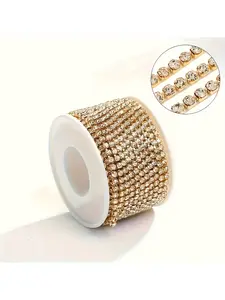 1 roll of rhinestone chain, Ss6/2mm crystal rhinestone tight chain roll, crystal rhinestone chain, used for sewing or gluing cup chain decorations, suitable for enhancing clothing chains