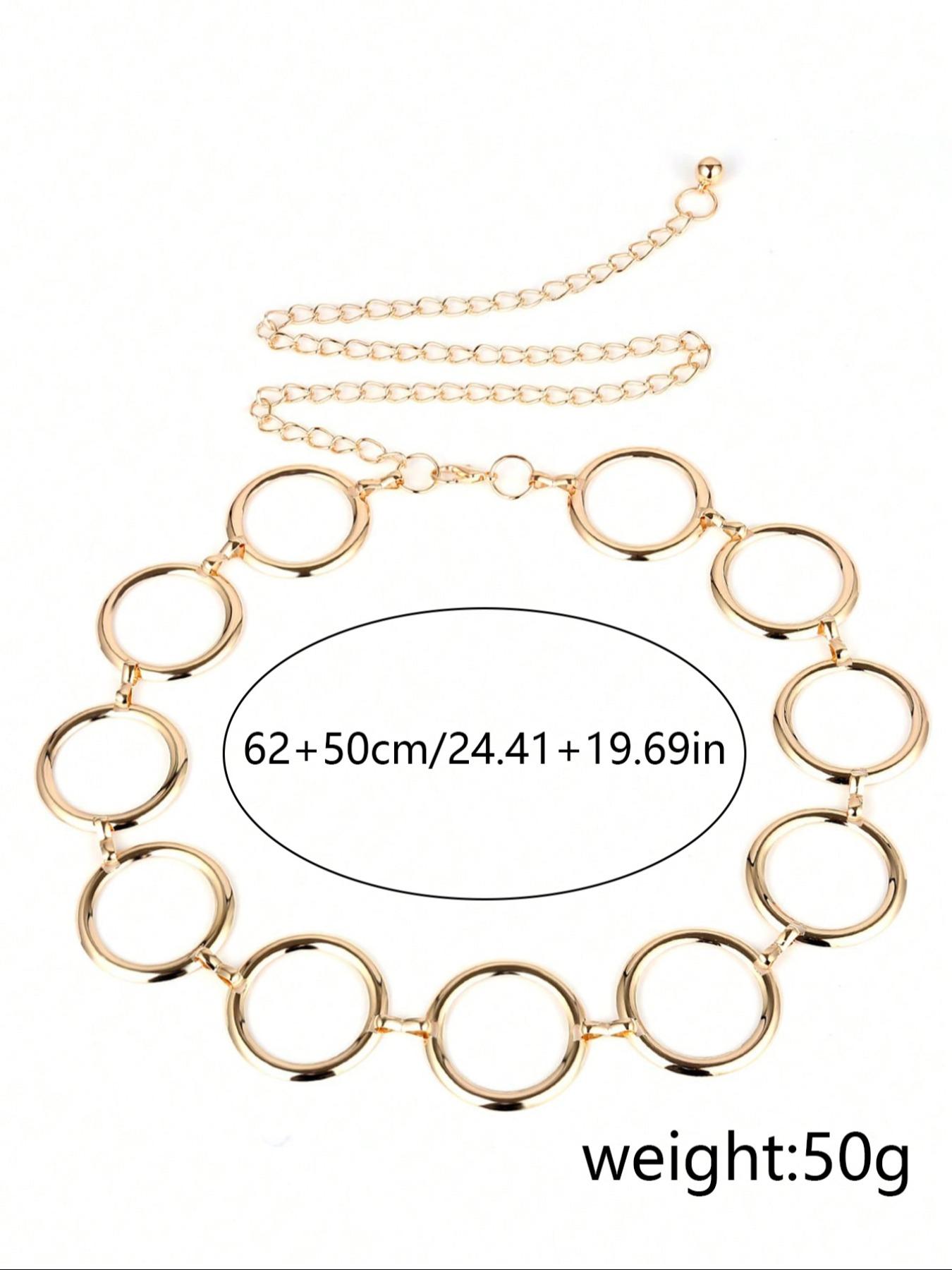 Women's Punk Style Geometric Ring Linked Body Chain, Fashion Body Jewelry for Party, Daily Clothing Decor, Trendy All-match & Exquisite Jewelry for Birthday Gift