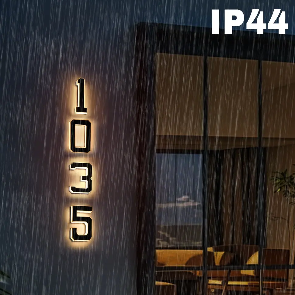 Large 9-Inch Solar-Powered House Numbers with Backlighting, Illuminated Address Signs for Homes, Waterproof IP44 Rated Lighted Lamps, Featuring an Intelligent Light Sensor, Modern Design for Garden And Courtyard Decoration