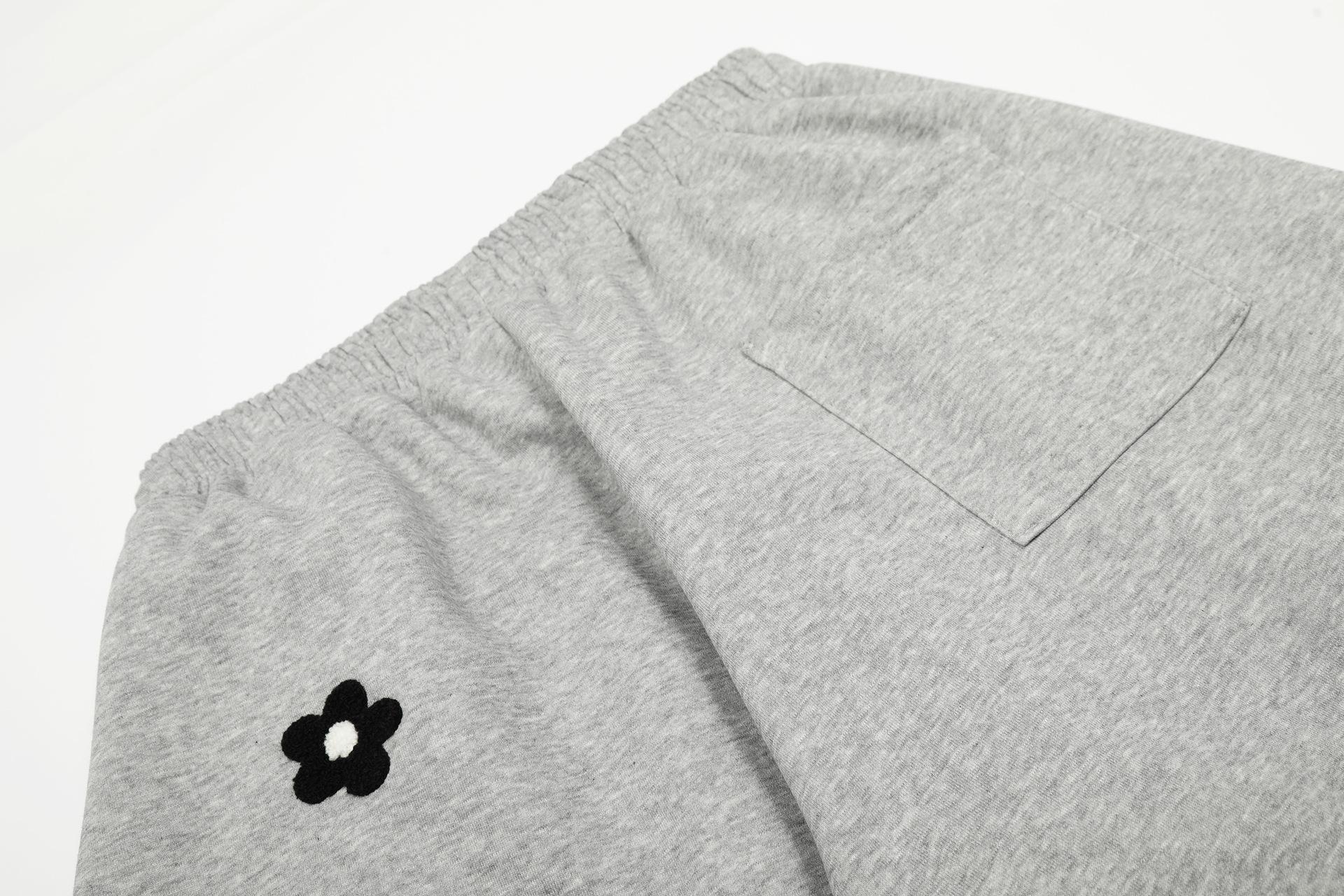 2026 Spring Collection Sweet and Cool Style Floral Embroidery Drawstring Loose Slimming Casual Sports Pants Wide-Leg Sweatpants for Women Menswear Trouser