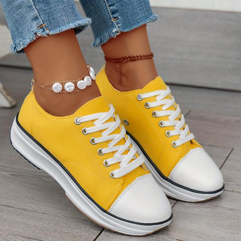 Short Stout Sneaker Women: Non-Slip, Lace-up, Casual Running Shoes, Platform Footwear White for Girls Closure