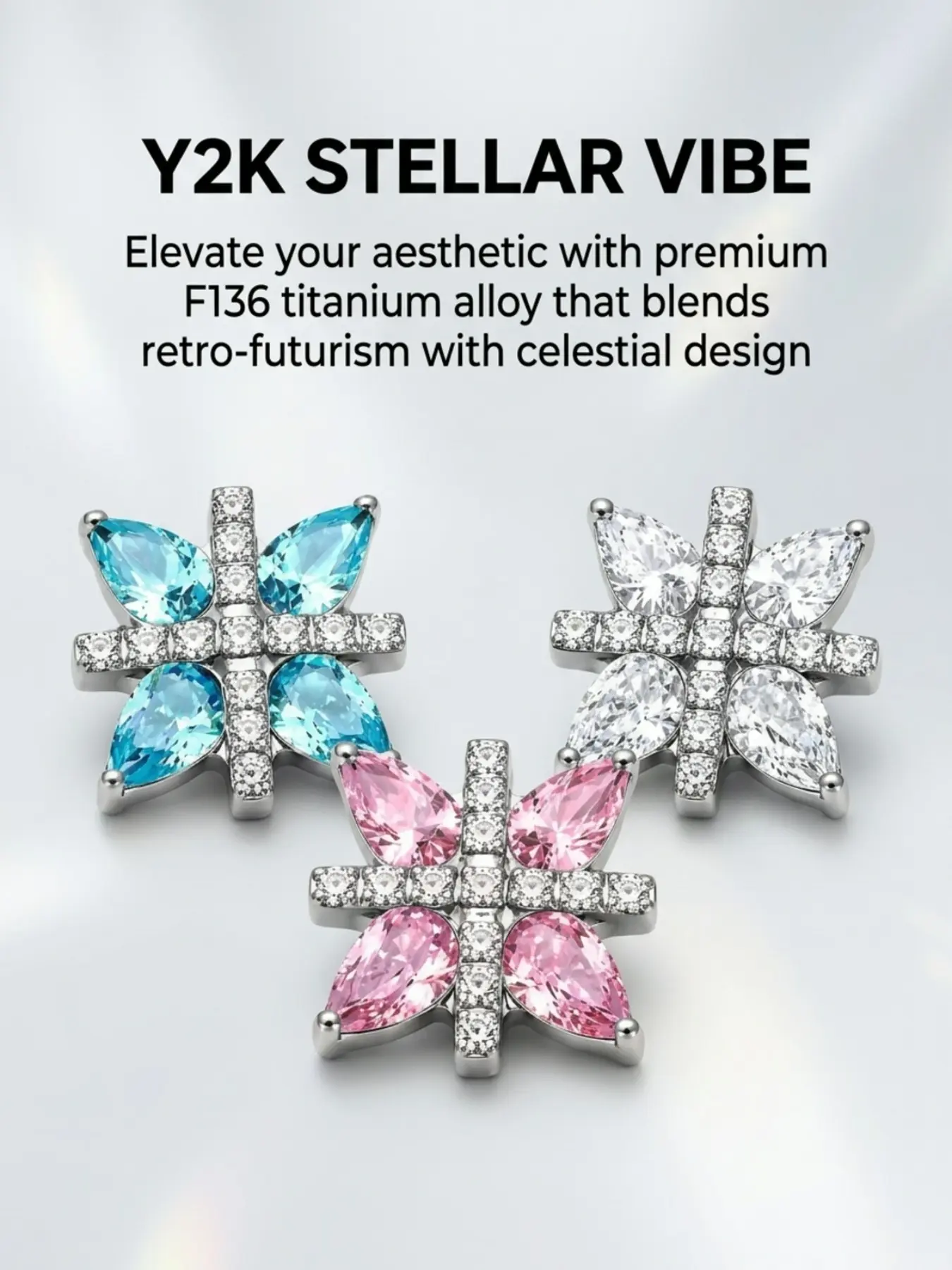 F136 Titanium Cartilage Earring Stud Cross Four-Pointed Star Labret Piercing for Lip Helix Tragus Conch Y2K Retro-Futuristic Aesthetic 7mm Internal Thread Hypoallergenic Body Jewelry for Women Men Cyberpunk Tech Shine Stellar Vibe