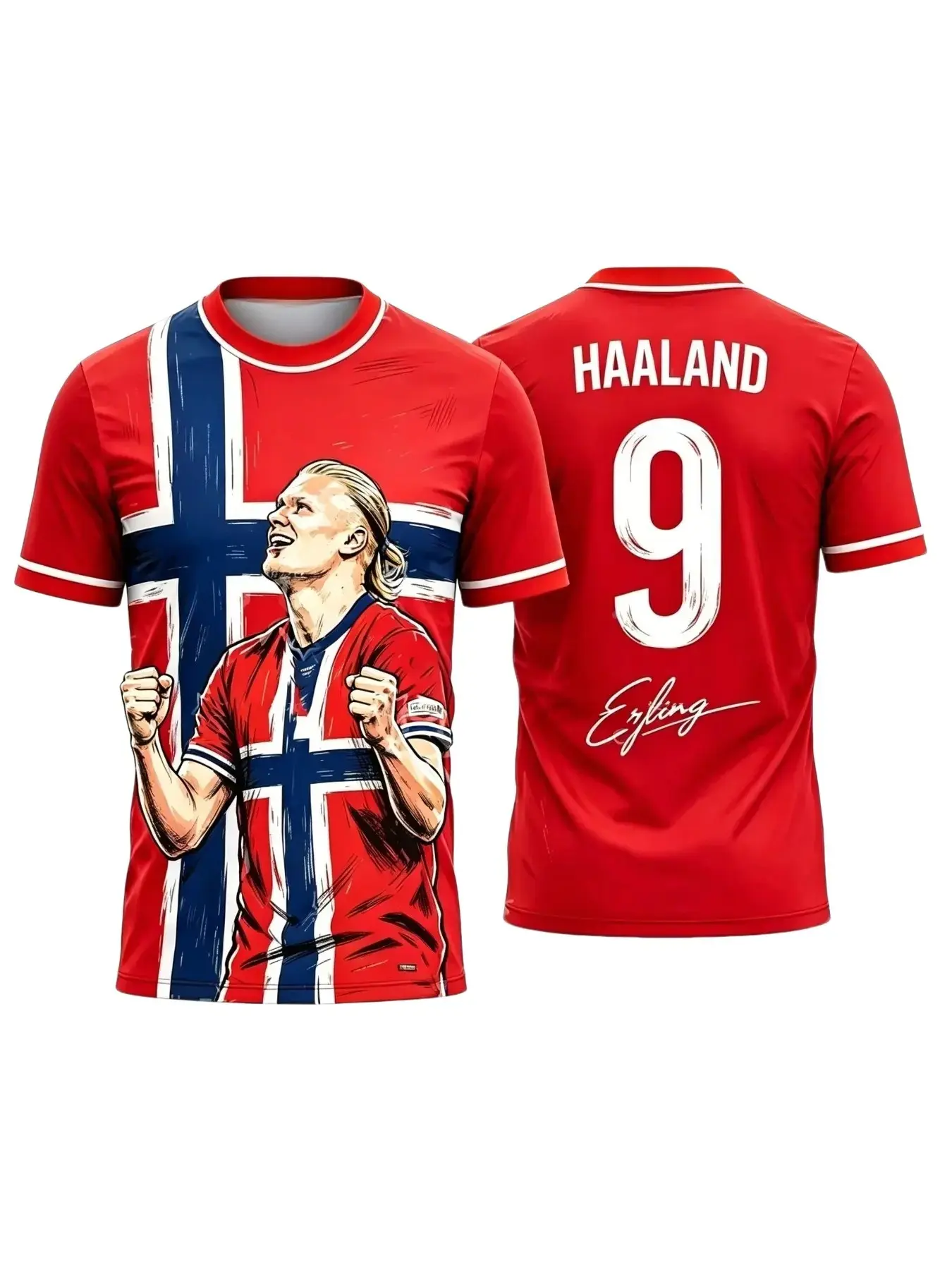 Erling Haaland Norway Soccer Jersey, Football Jerseys, Men's Sport T-Shirt, Short Sleeve, Breathable, Loose Fit, Summer New Arrival, Unisex