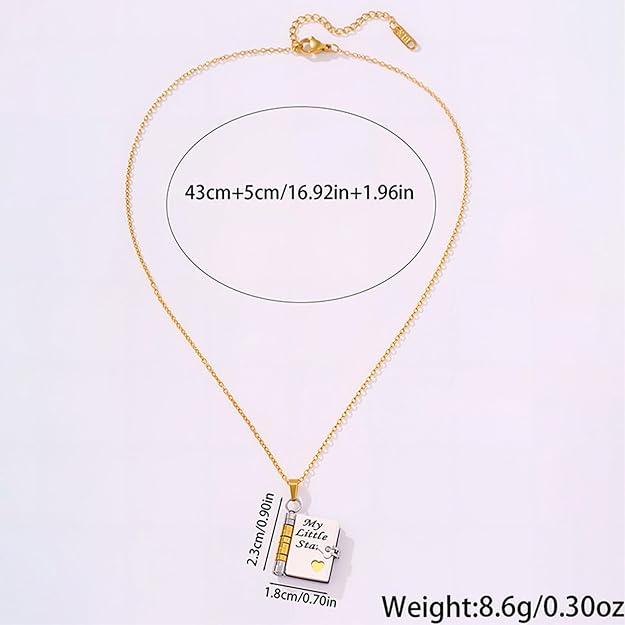 My Little Star Book Necklace,My Incredible Daughter Book Necklace for Daughter,Openable with 6 Pages of Engraved Information,Birthday Day Gift Graduation Jewelry of Love
