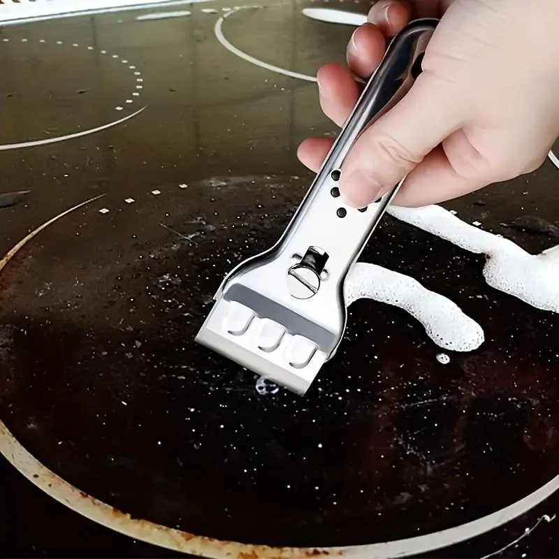 2-Set Multifunctional Durable Cleaning Scrapers with 5 Blades, Daily Home Care Tool for Ceramic Induction Cooker Cleaning, Paint & Different Surfaces Stain Removal