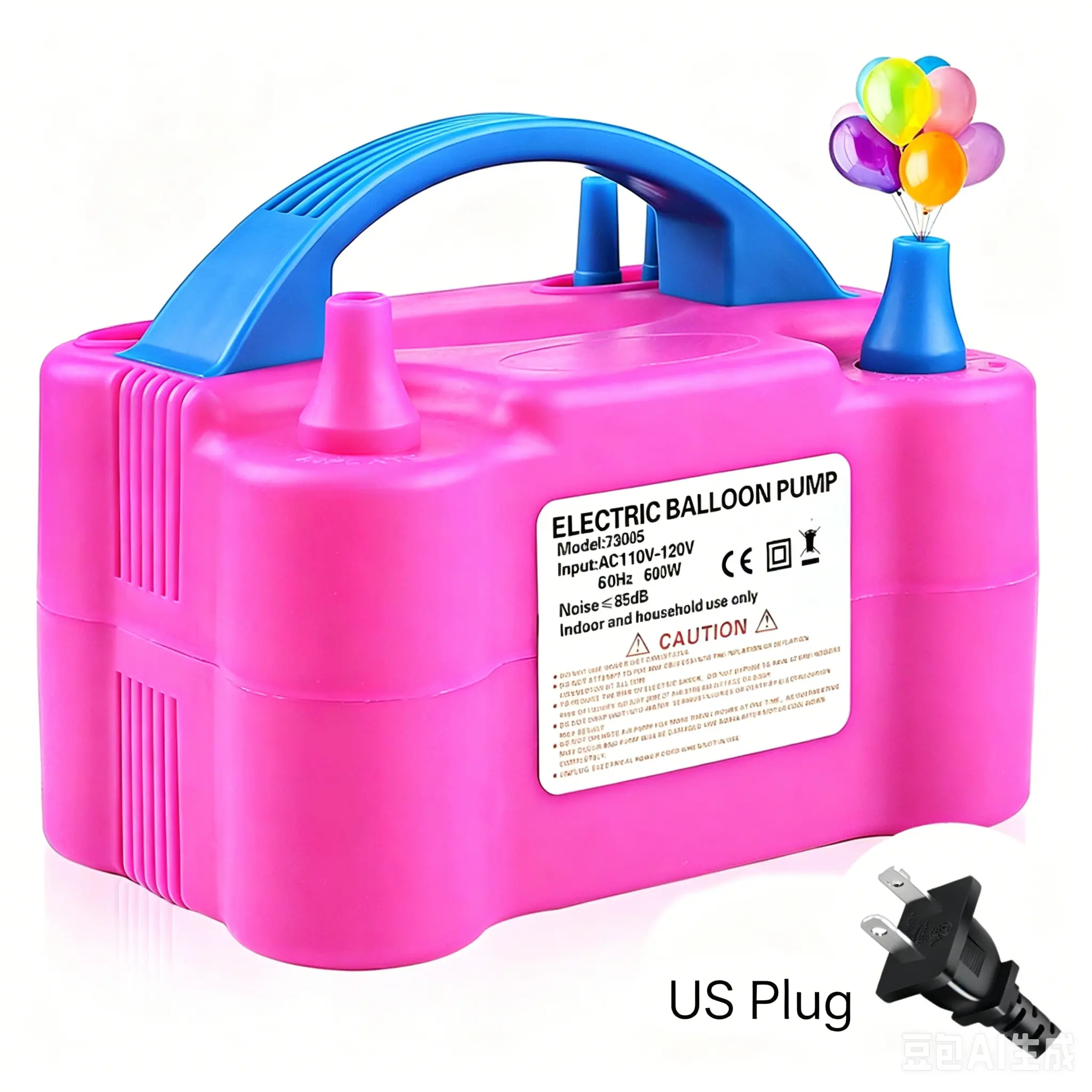 600W High-Power Dual Nozzle Compact Automatic Electric Balloon Pump, Balloon Inflator, 110V US Plug, for Wedding, Birthday, Anniversary Party Decorations, Business & Housewarming Supplies, Multi-Color Options